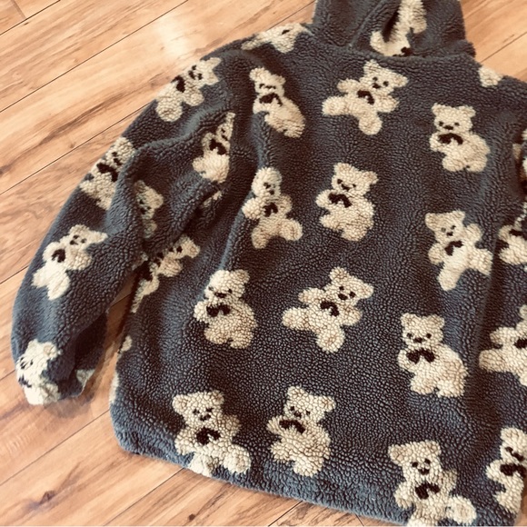 Teddy Bear cozy hoodie fleece sweatshirt hooded pullover kangaroo pocket… - Picture 8 of 10